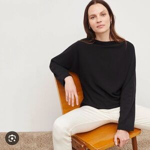 MM Lafleur Kristin boatneck French Terry pullover/sweatshirt in black, size M